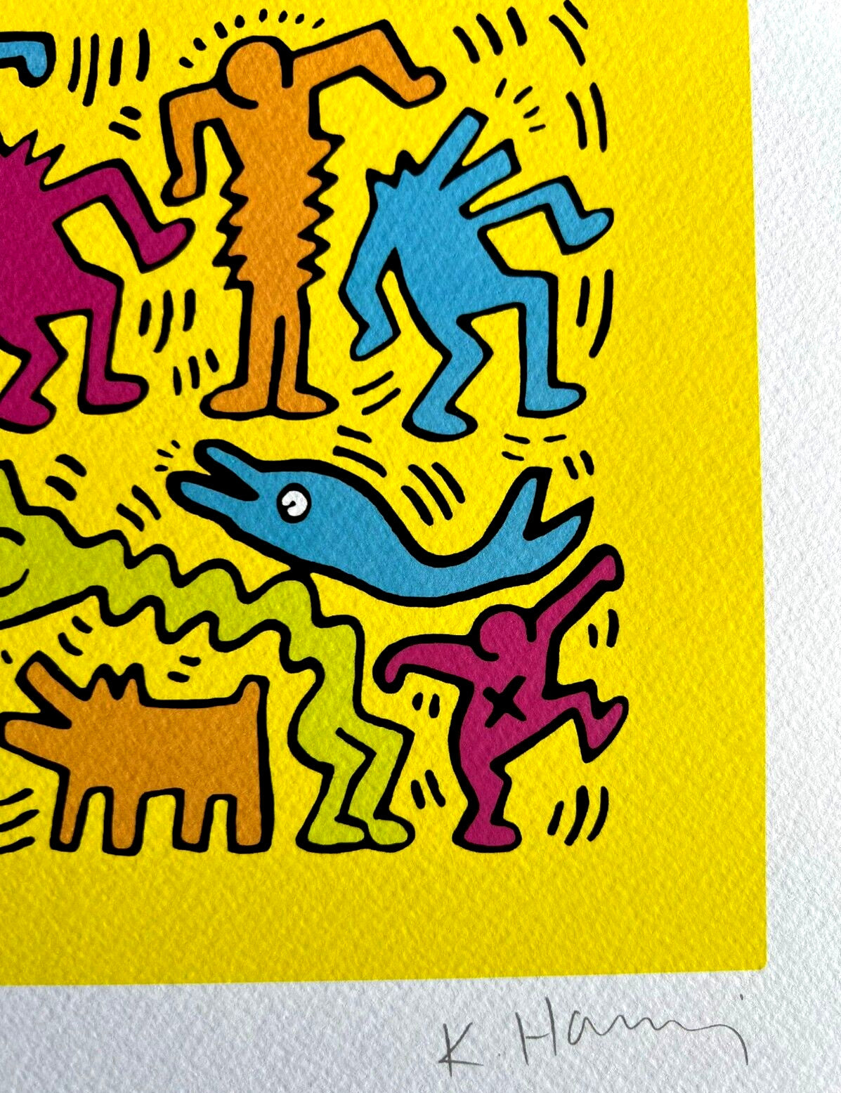 Keith Haring Lithograph Of A Coa Painting Signed