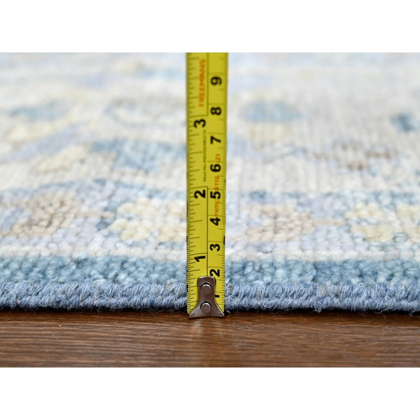 9'X12'1" Aegean Blue Oushak Design Hand Knotted Soft Wool Oriental Rug