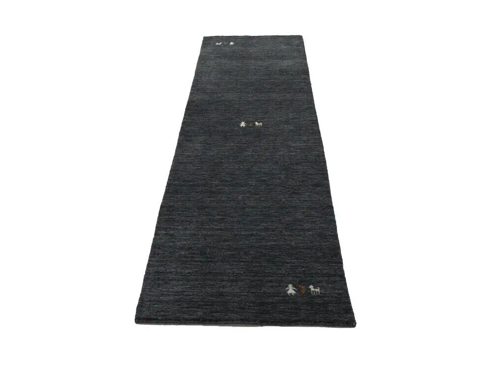Plush Gabbeh Runner Rug Charcoal Tribal Modern