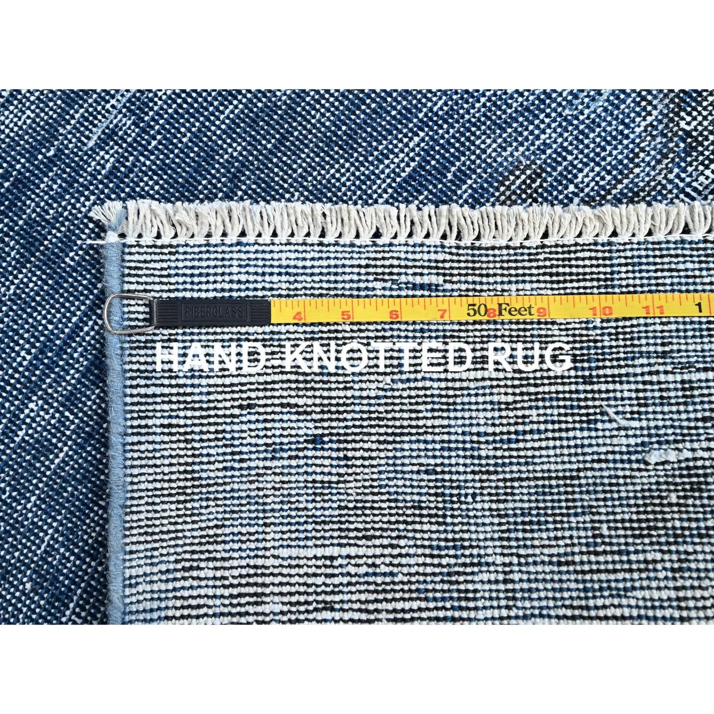 3'1"X5'1" Lichen Blue Hand Knotted Abrash Distressed Wool Oriental Rug