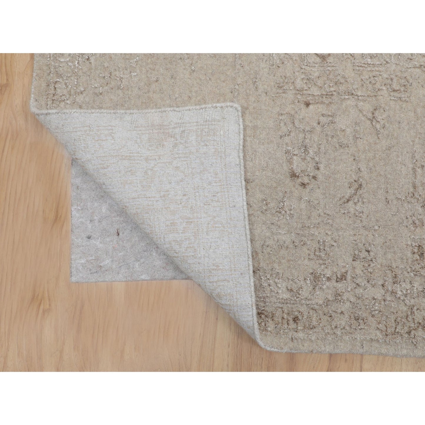 11'8"X14'8" Oversized Taupe Fine Jacquard Hand Loomed Wool And Artsilkrug