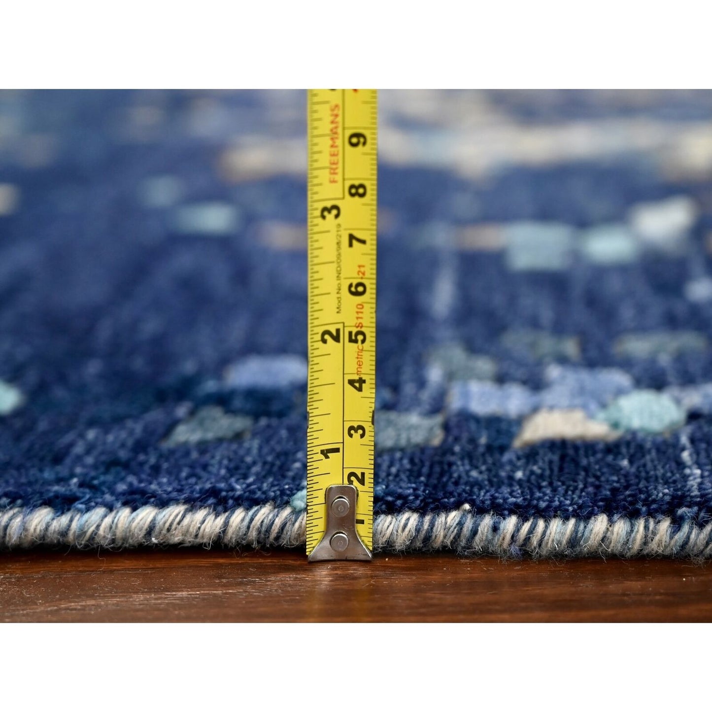 9'10"X9'10" Blue Mosaic Design Wool And Silk Hand Knotted Square Rug
