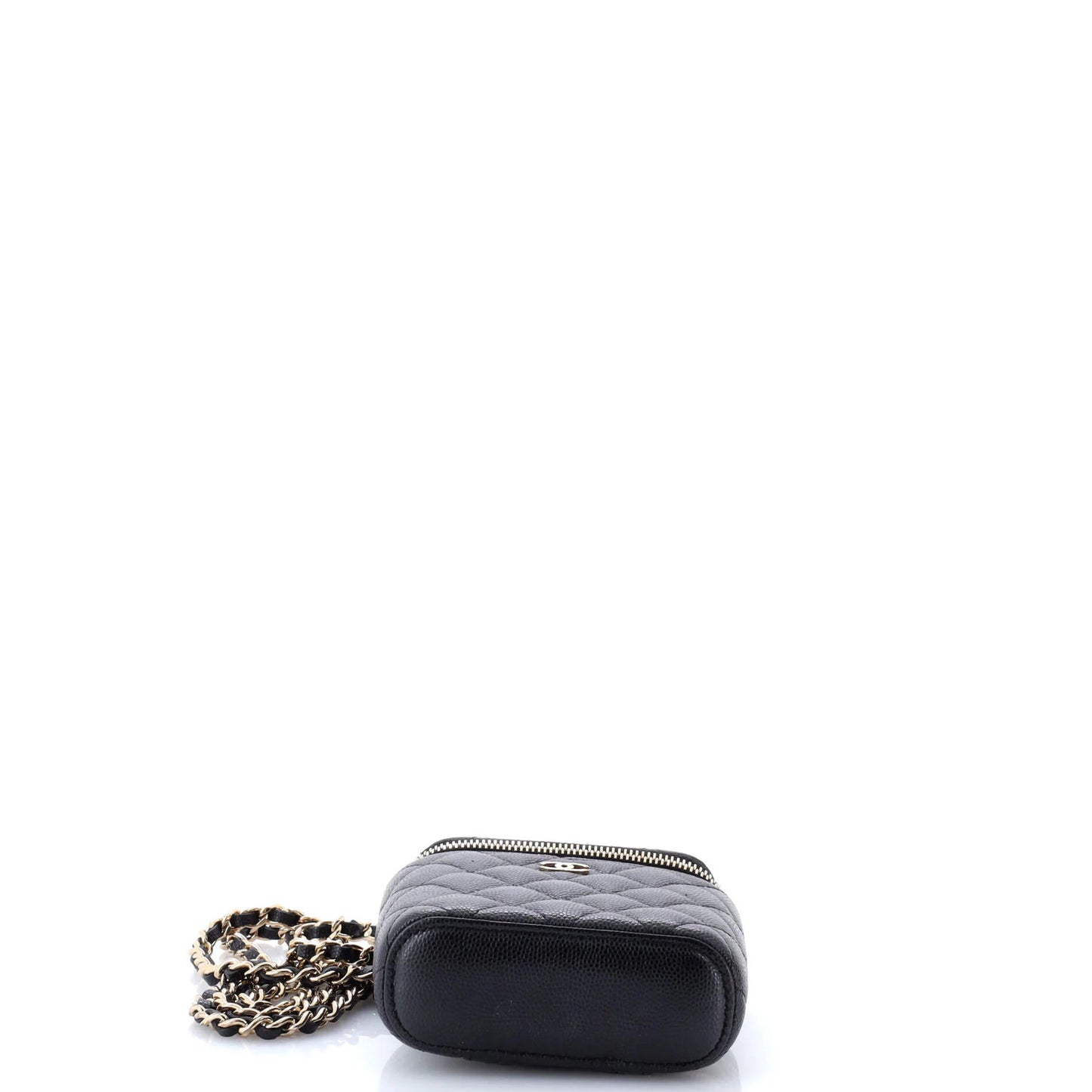 Chanel Vertical Classic Vanity Case With Chain Quilted Caviar Mini