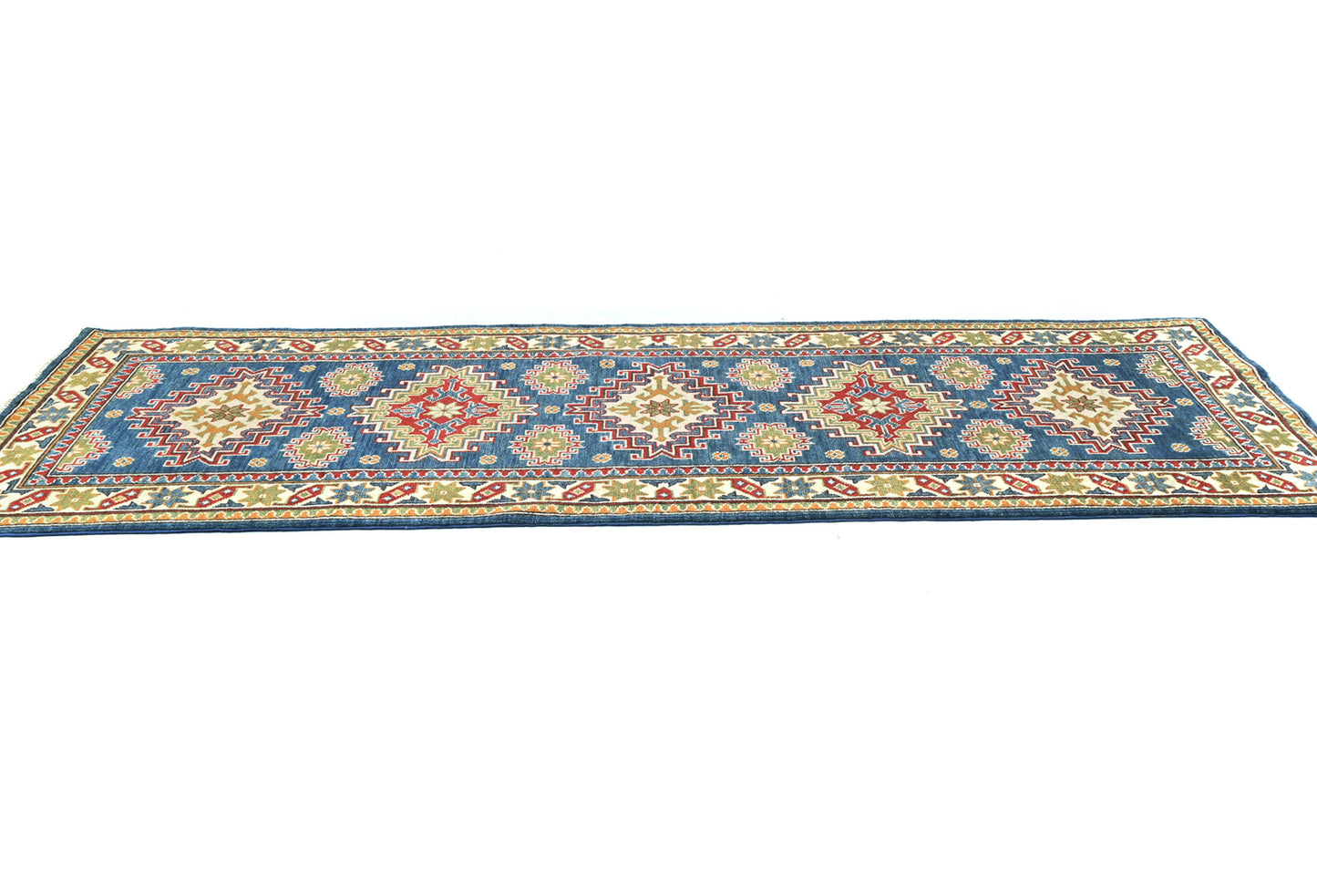 Kazak Oriental Runner Rug Tribal Geometric