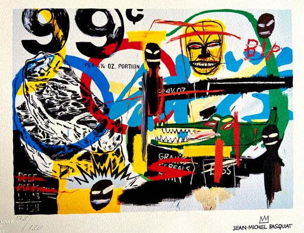 Jean Michel Basquiat Lithograph Coa Signed Op Numbered In Pencil