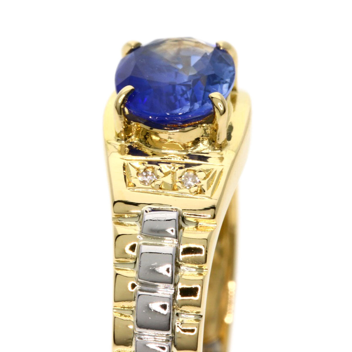 1.12Ct Sapphire Diamond Ring K18 Yellow Gold