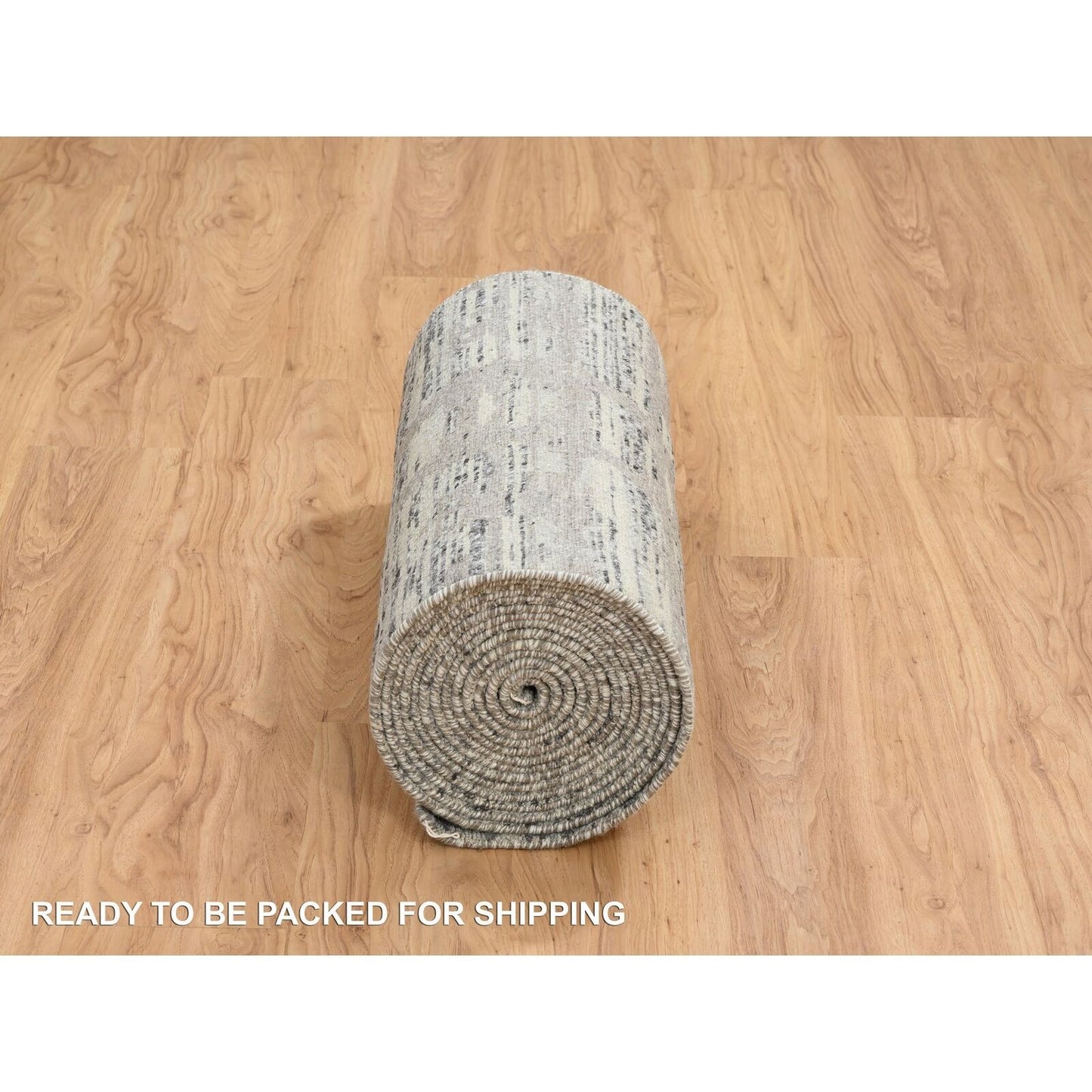 2'7"X23'8" Gray Wool Hand Knotted Modern Design Xl Runner Rug