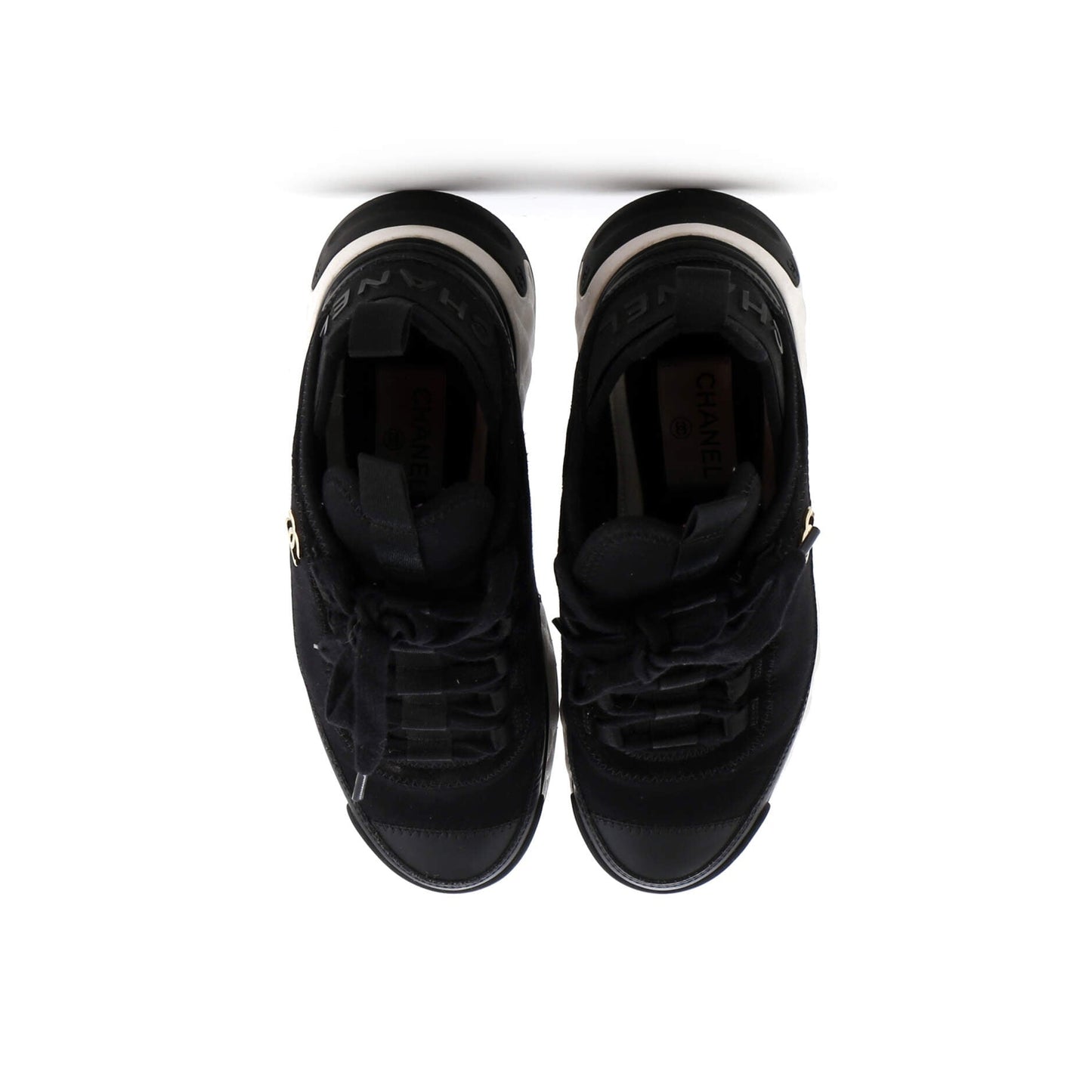 Chanel Women'S Cc Cap Toe Logo Sneakers Mixed Fibers