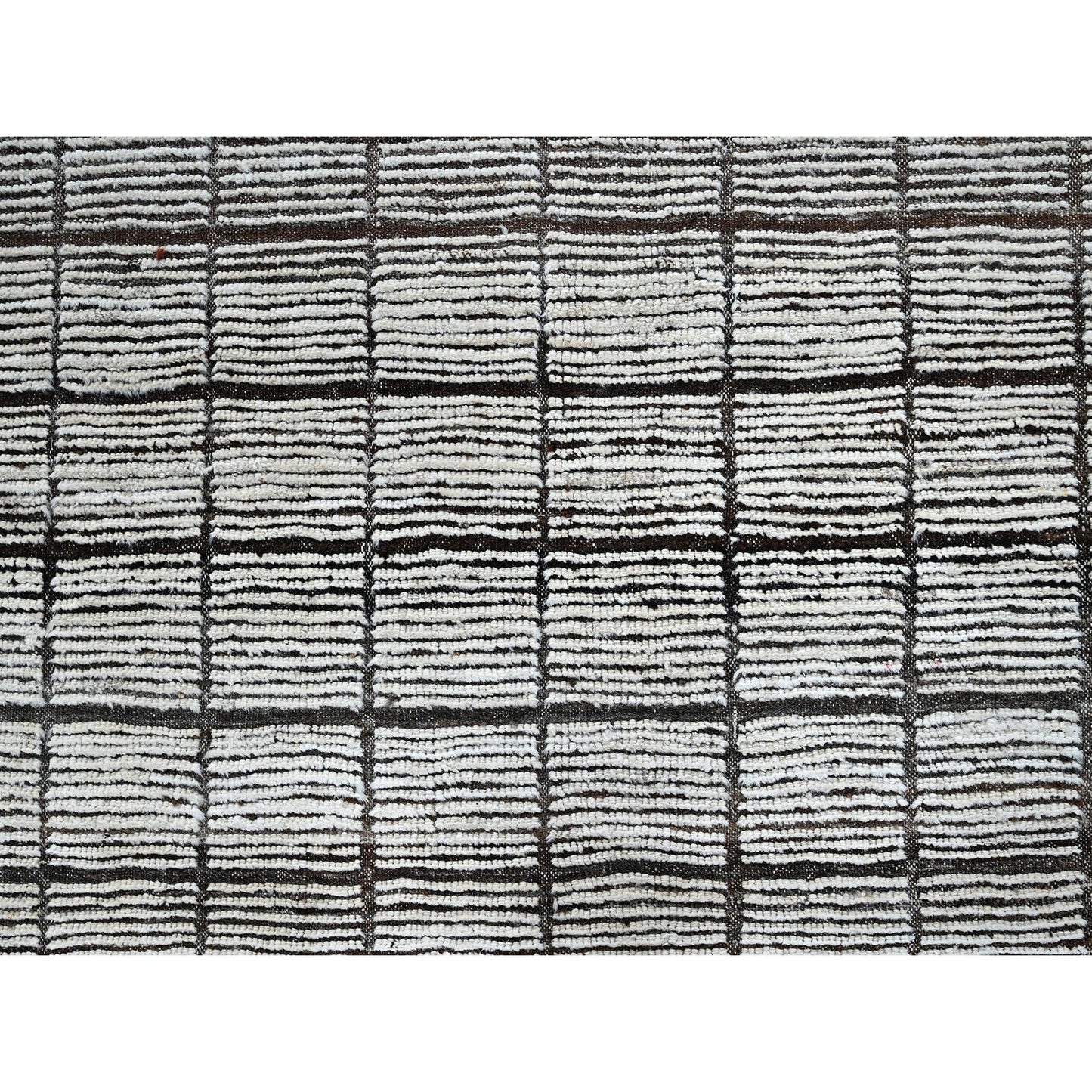 12'6"X15' White Moroccan Weave With Box Design Wool Hand Knotted Xl Rug