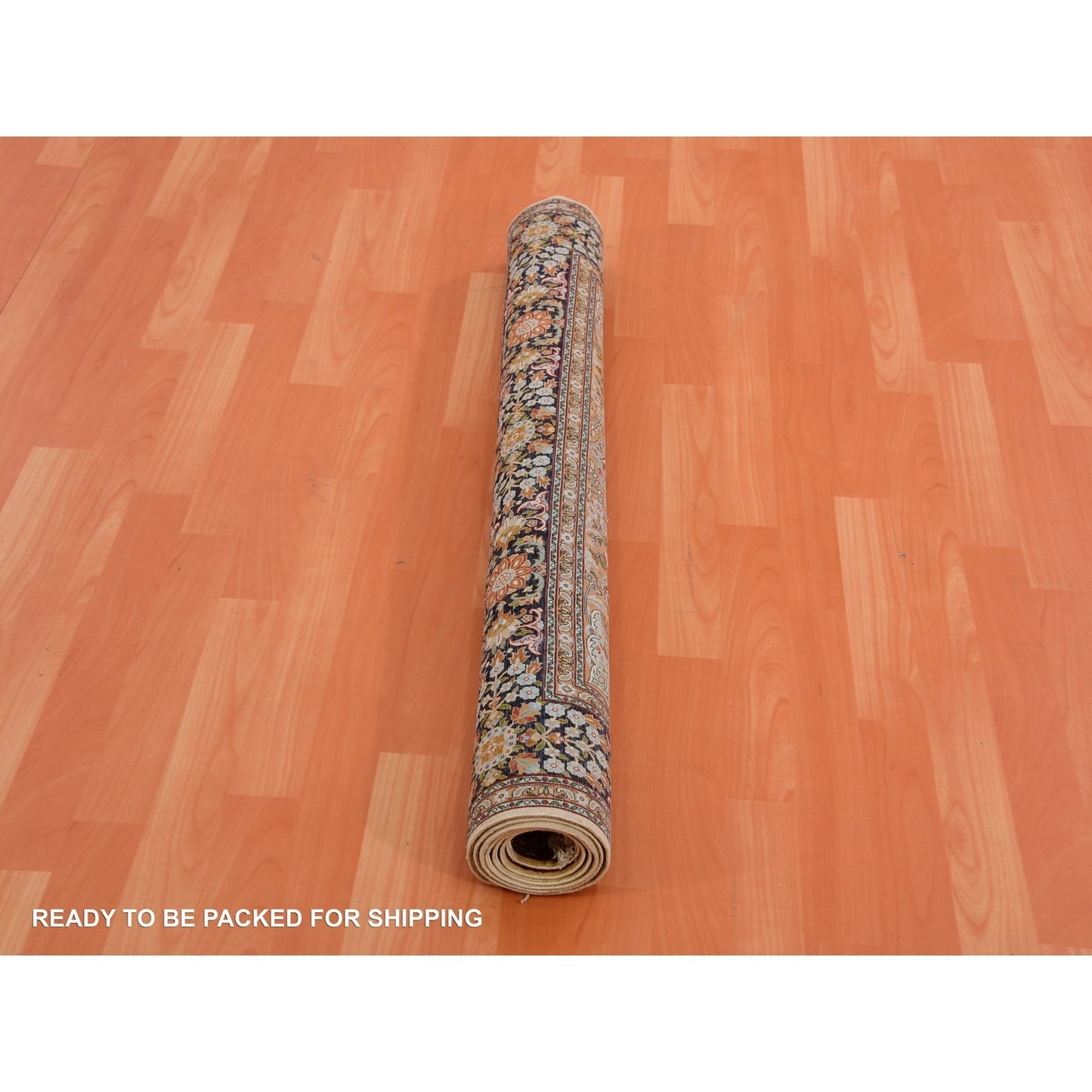 4'1"X6'1" Tobacco Brown Hand Knotted 100% Silk 400 Kpsi Oriental Rug
