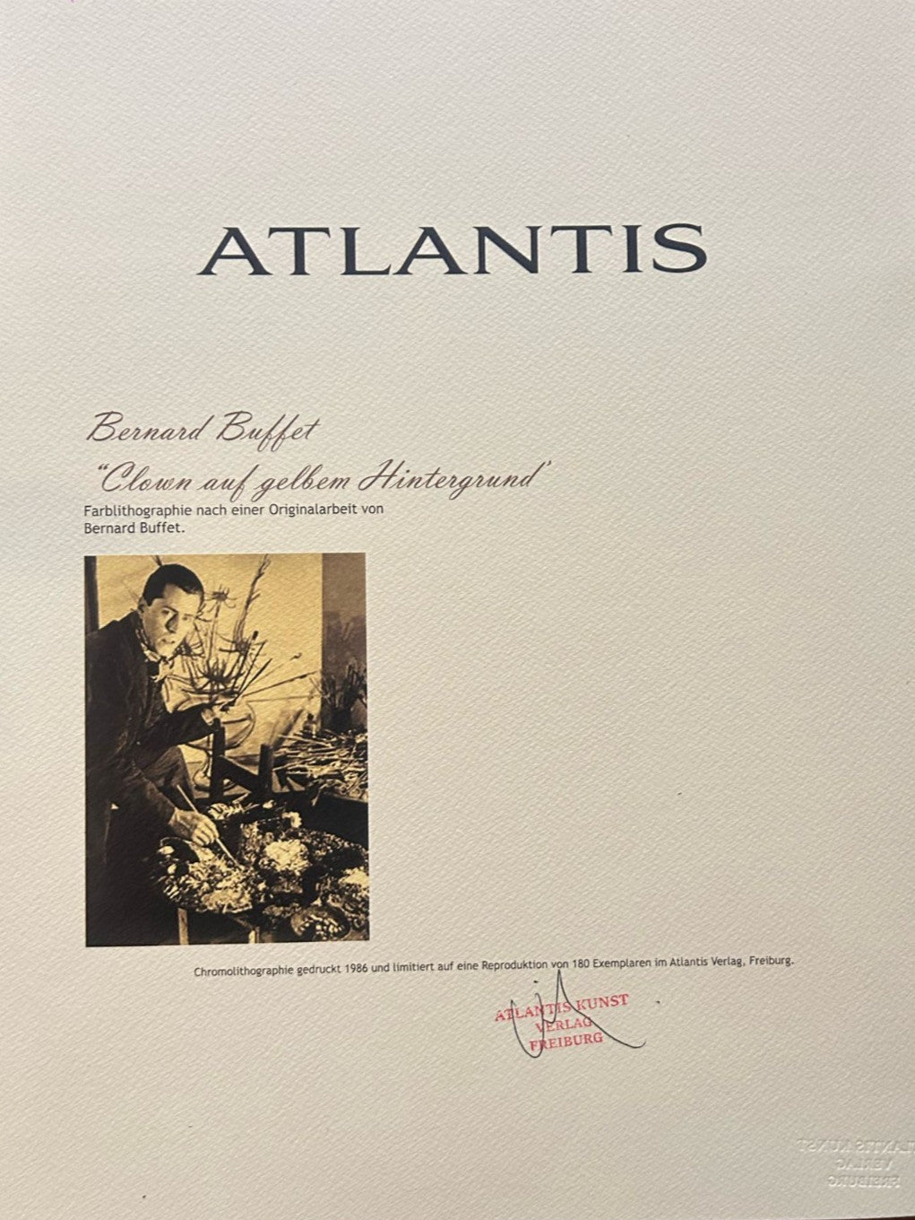 Bernard Buffet Lithograph Certified Coa