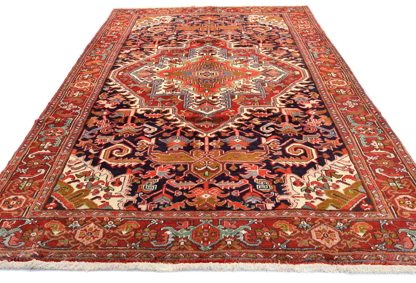 Handmade Vintage Heriz Oriental Rug Classic