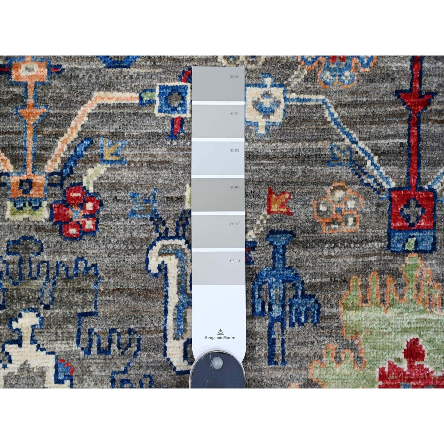 4'X16'1" Gray Aryana Mahal Design Hand Knotted Wide Runner Oriental Rug