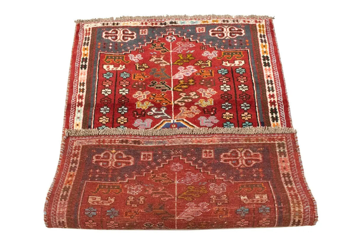 3'5X5 Ft Hand-Knotted Red Tribal Geometric