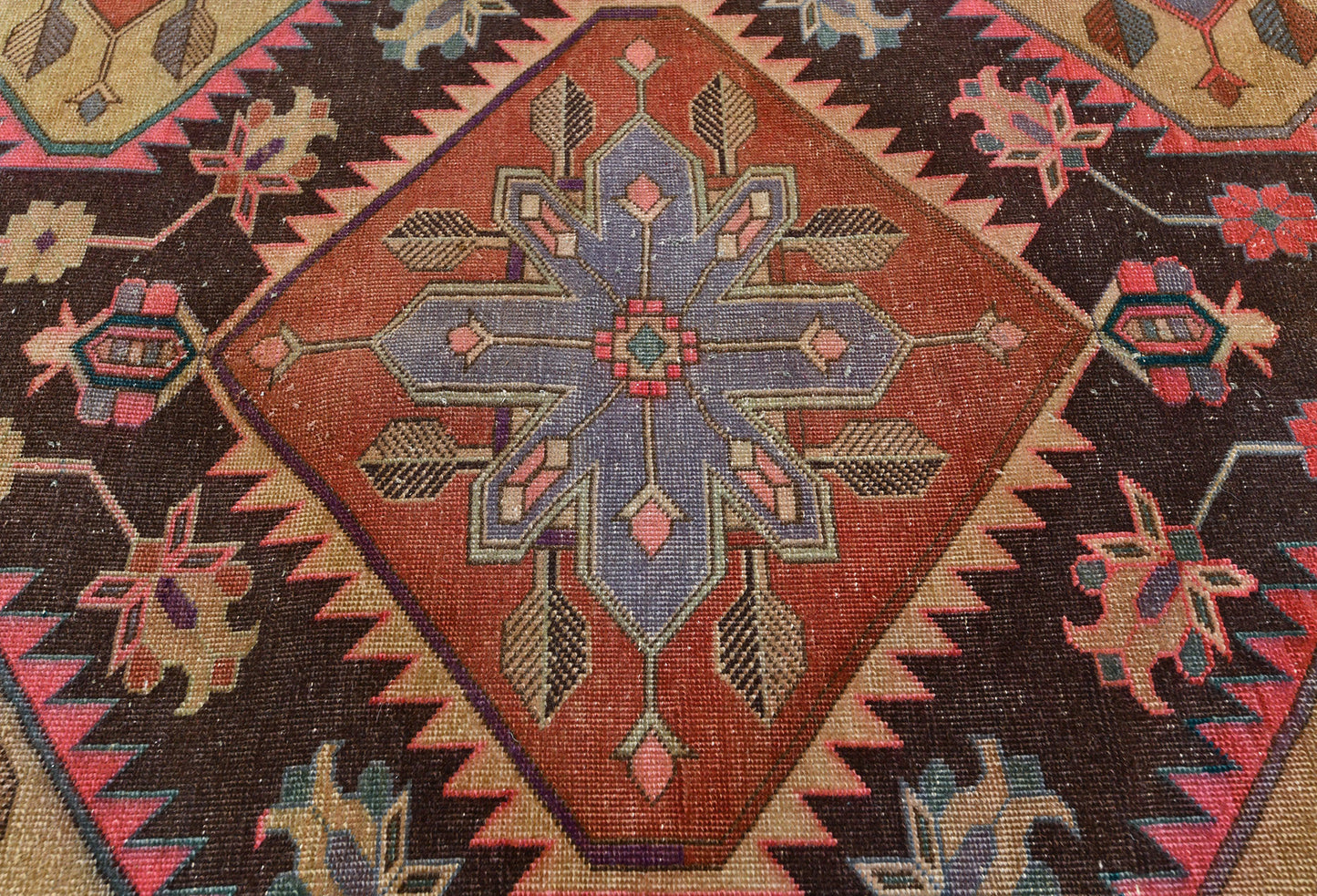 Semi-Antique Distressed Oriental Runner Rug Muted