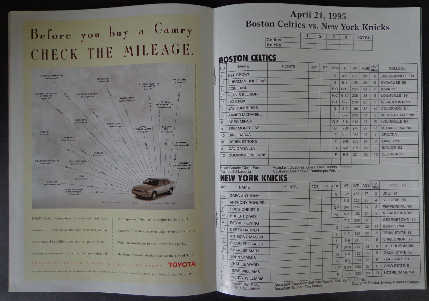 Red Auerbach Signed 1995 Program Final Game