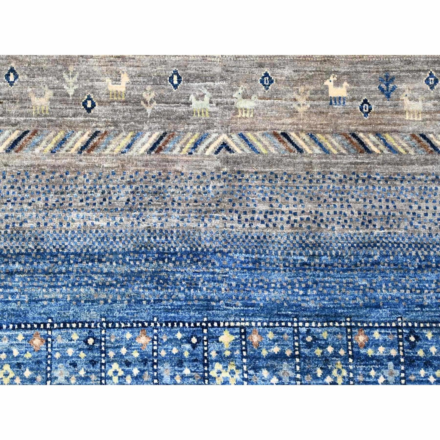 8'X9'7" Dark Sapphire Blue Fine Kashkuli Gabbeh Hand Knotted Oriental Rug