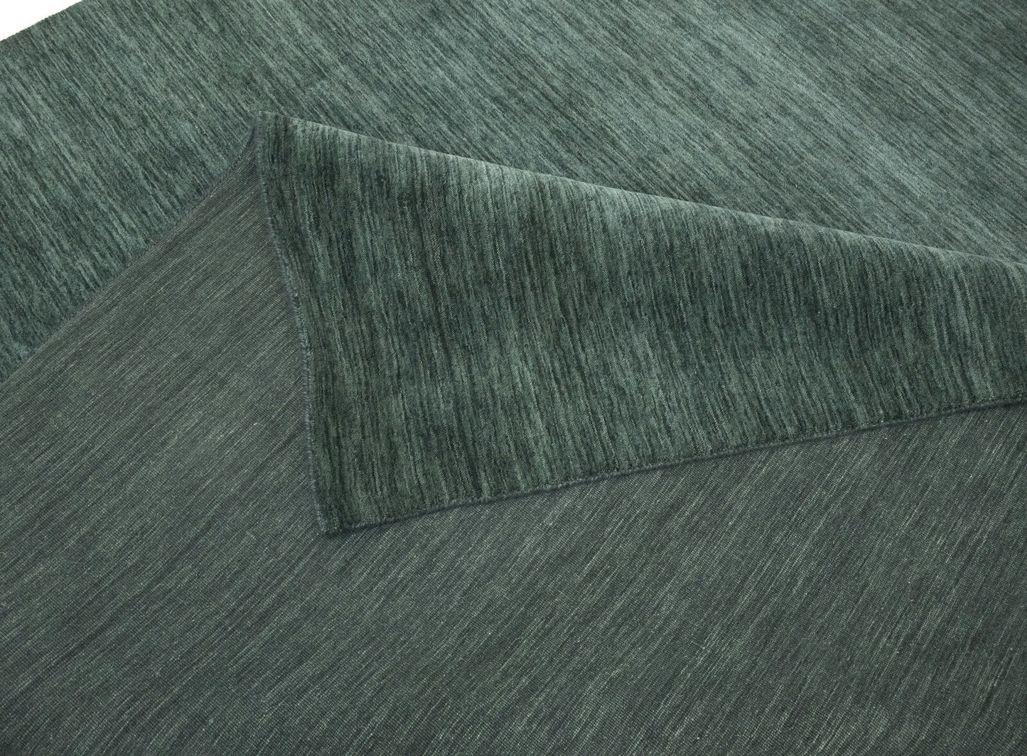 Solid Dark Green Hand-Loomed 9X12 Gabbeh Wool Rug