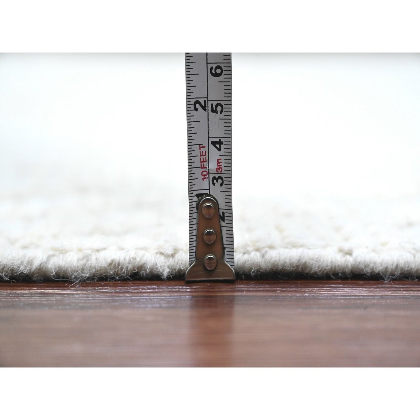 9'10"X14'1" White Moroccan Weave Diamond Pattern Hand Knotted Wool Rug
