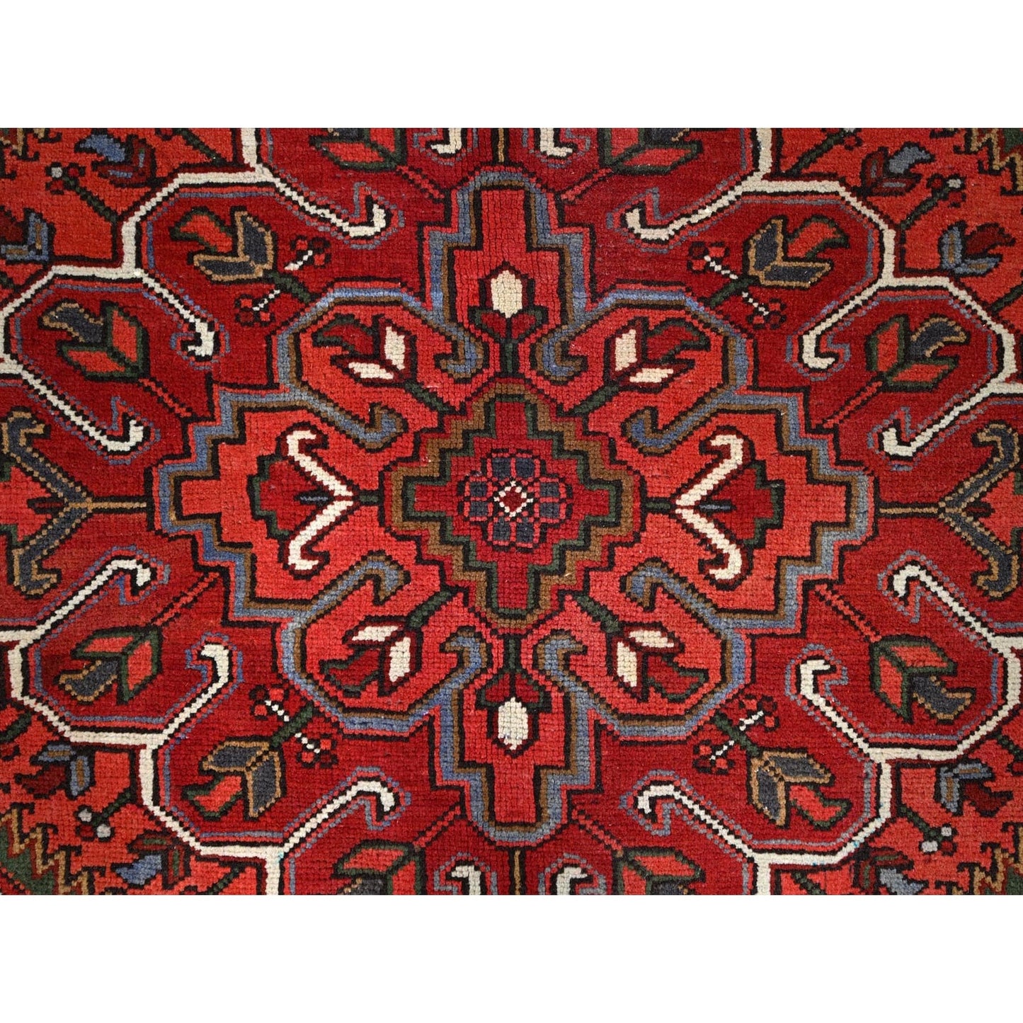 10'X12'5" Red 100% Wool Hand Knotted Semi Antique Zoroastrian Heris Rug