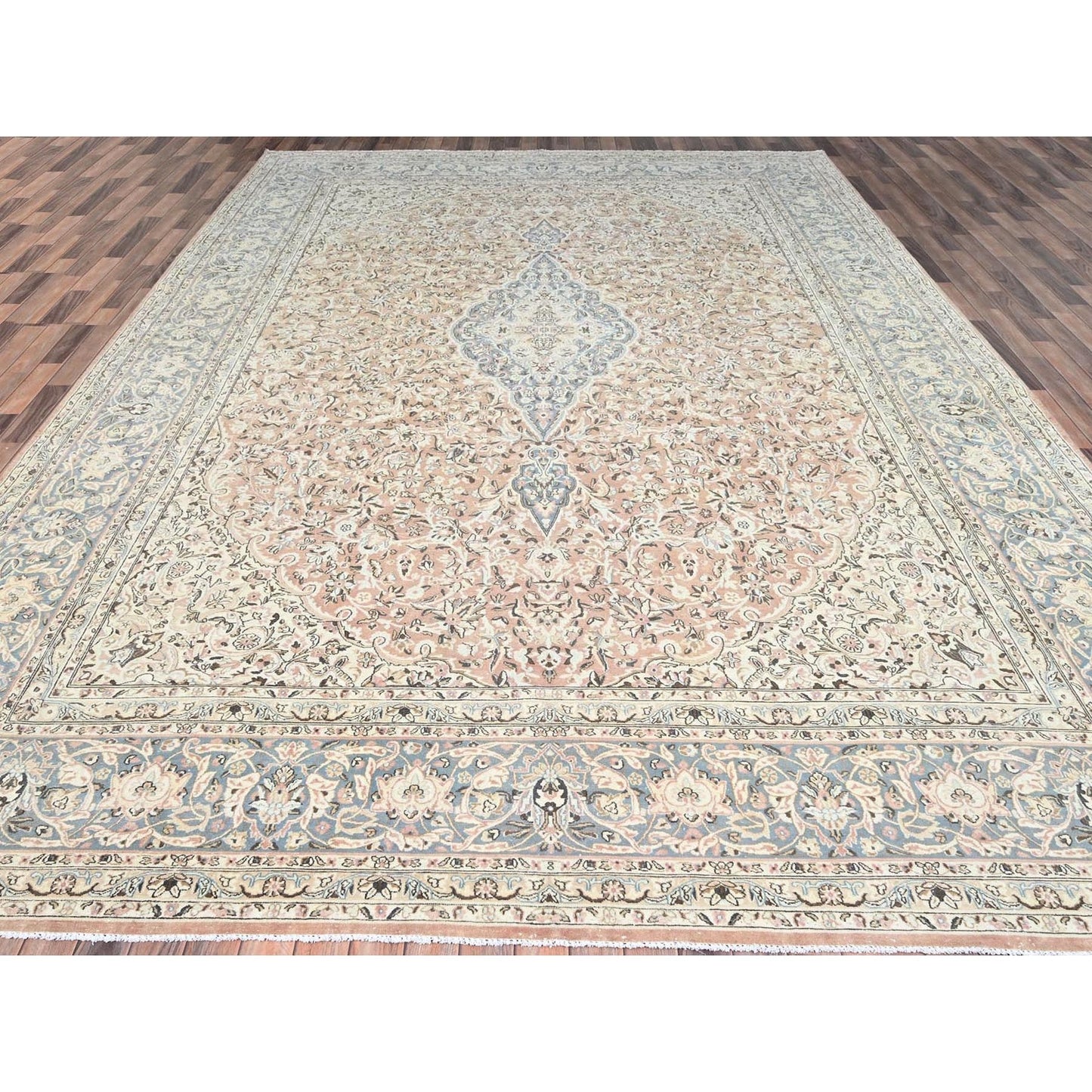 11'1"X17'2" Peach Zoroastrian Hand Knotted 100% Wool Oversized Rug
