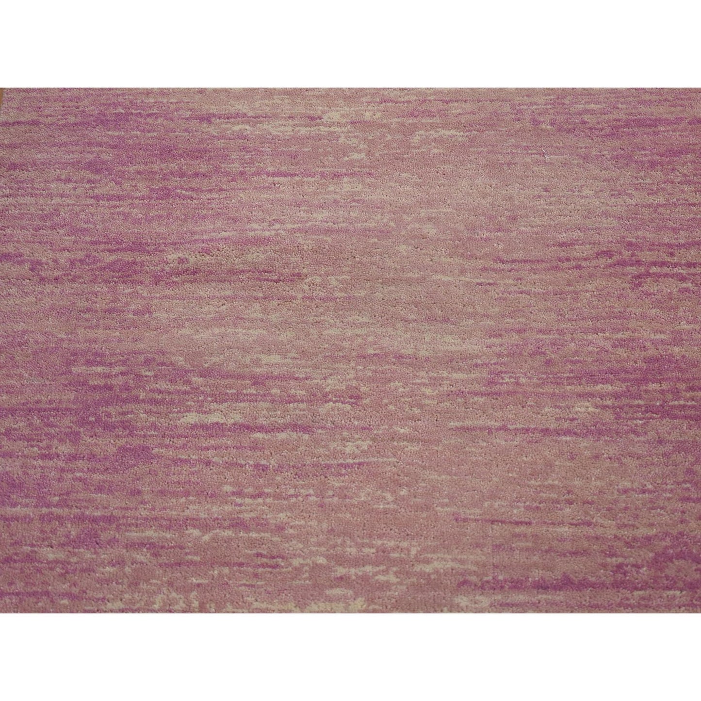 2'6"X12'4" Pink Hand Knotted Zero Pile Pure Wool Only Runner Rug