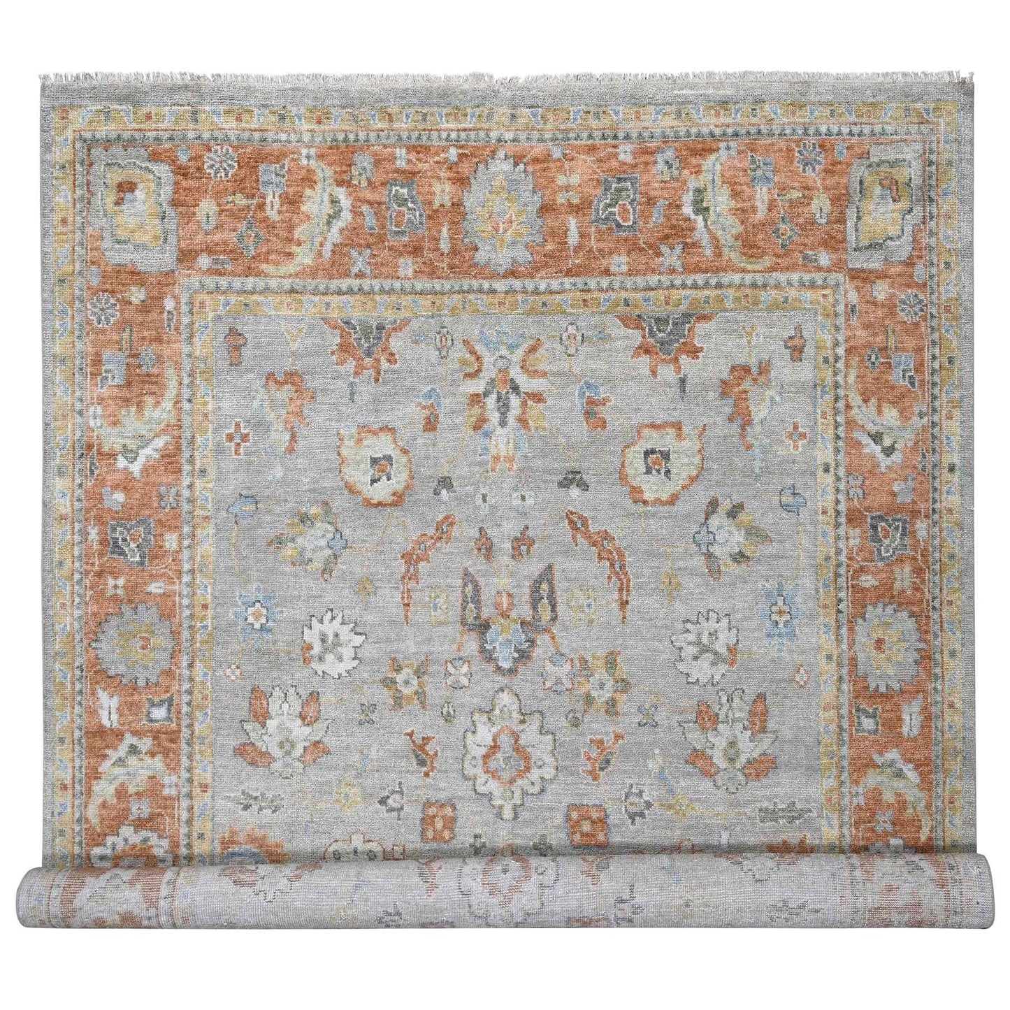 11'10"X14'9" Tan Color Oushak Design Wool Hand Knotted Oversized Rug