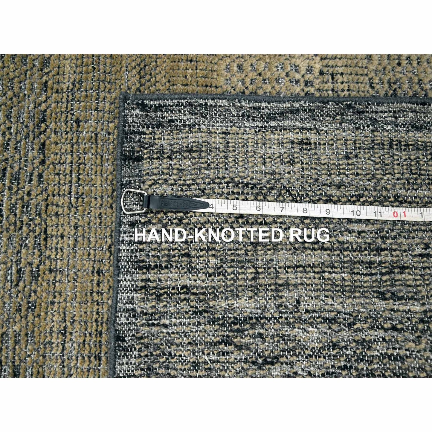 2'6"X8' Black & Brown Oxidized Grass Design Wool Hand Knotted Runner Rug