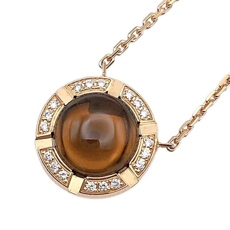 Chaumet Class One Smoky Quartz Diamond Necklace K18 Pink Gold