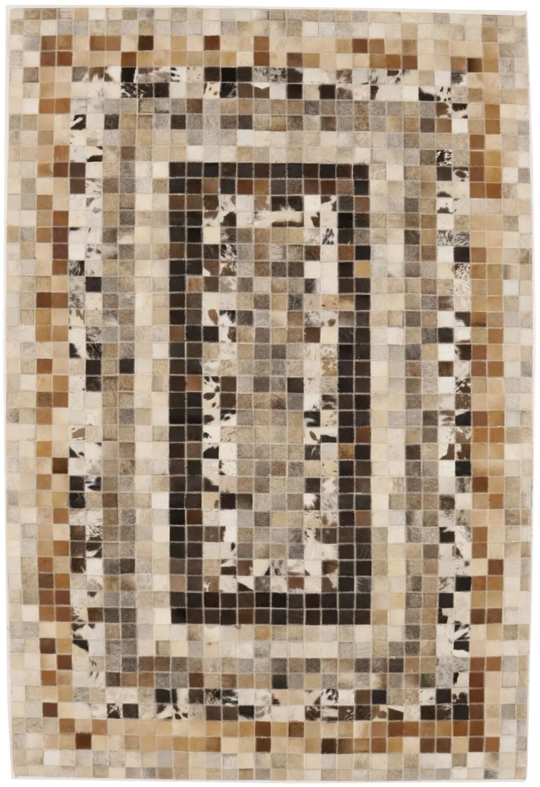 Hand-Crafted Modern Cowhide Leather Rug