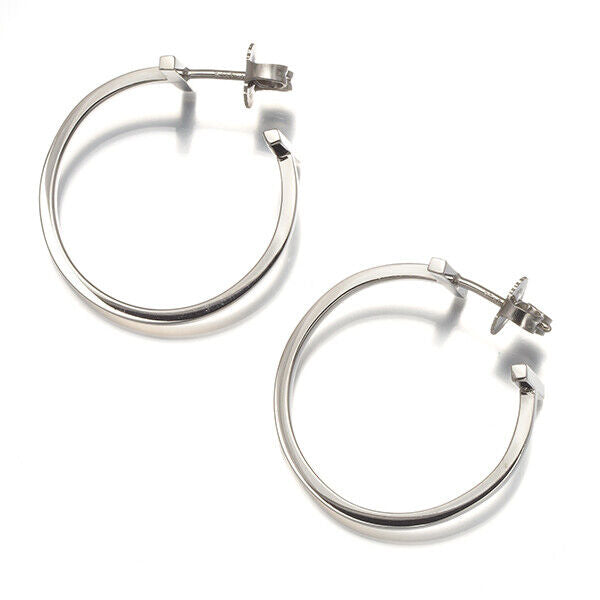 Return To Tiffany L Earrings Tiffany T Wire Medium Hoop 18K 750 White Gold