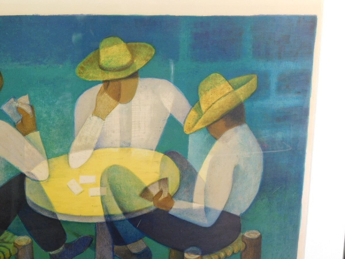 Louis Toffoli Original Lithograph Card Game Print
