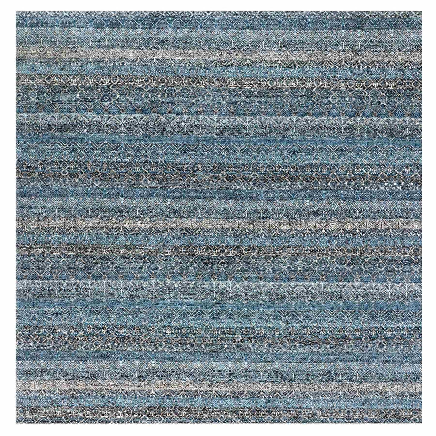 10'1"X10'1" Blue Hand Knotted Kohinoor Herrita Design Wool Square Rug