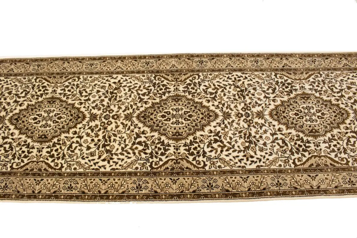 Handmade Kirman Oriental Runner Rug Plush Floral