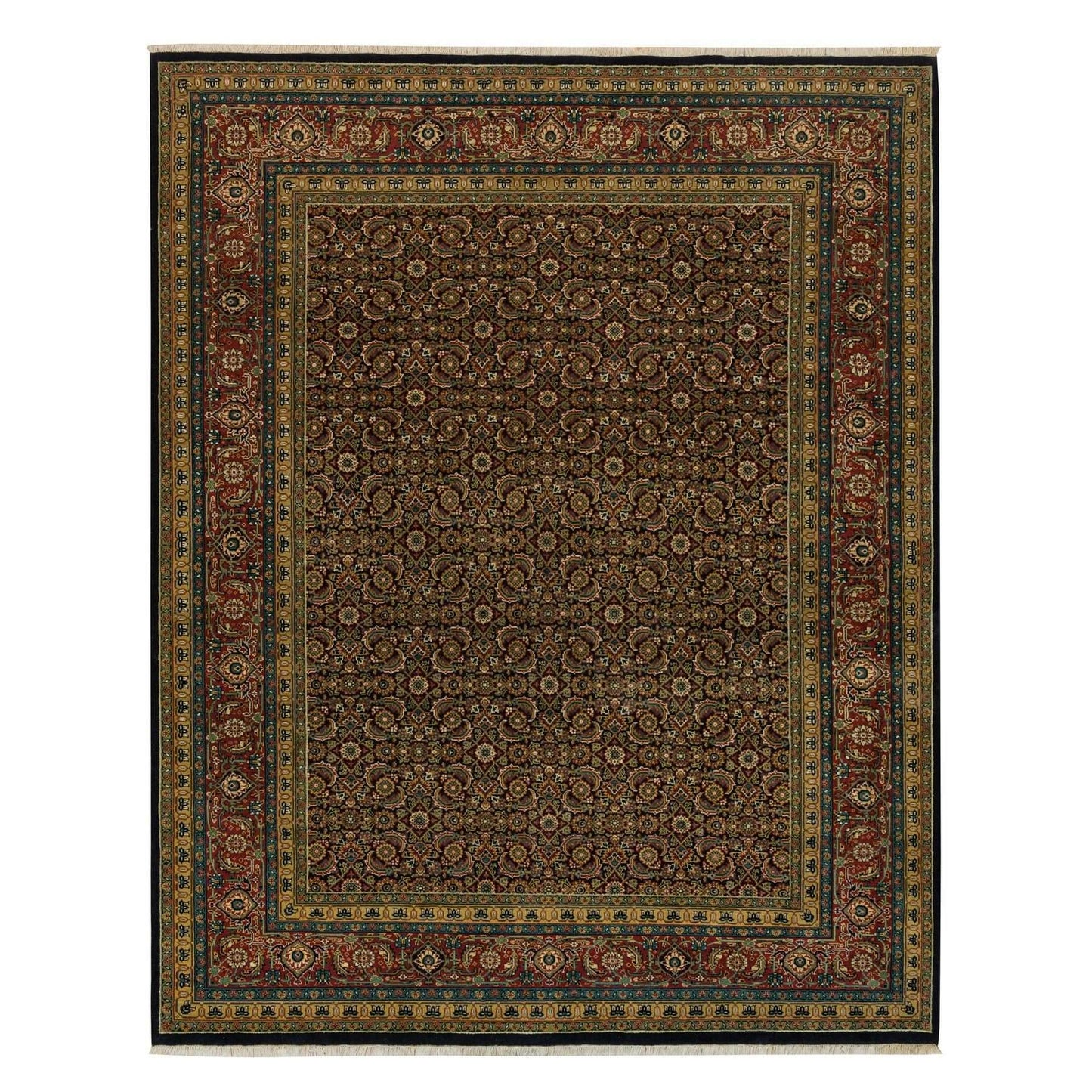 8'1"X10'1" Navy Blue Herrita Design 175 Kpsi Pure Wool Hand Knotted Rug