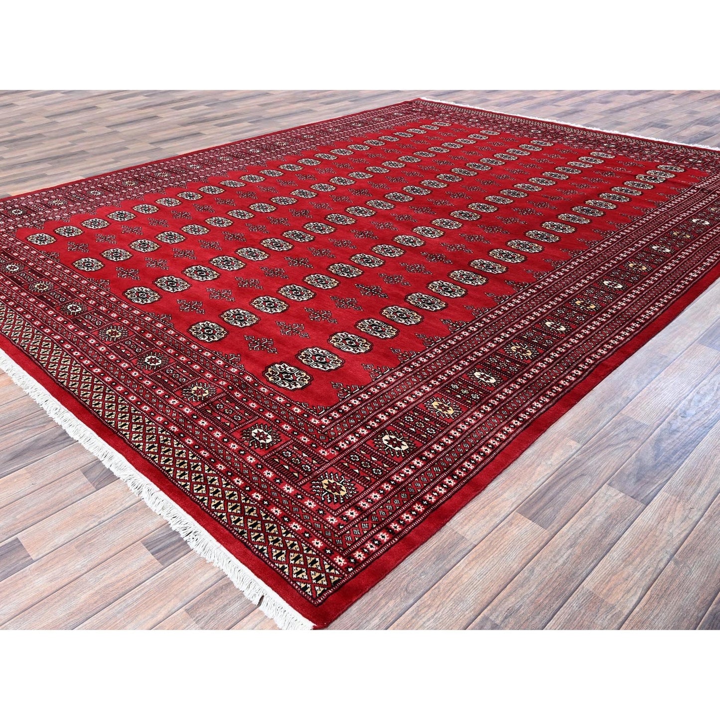9'2"X12'4" Scarlet Red Princess Bokara Soft Wool Hand Knotted Rug