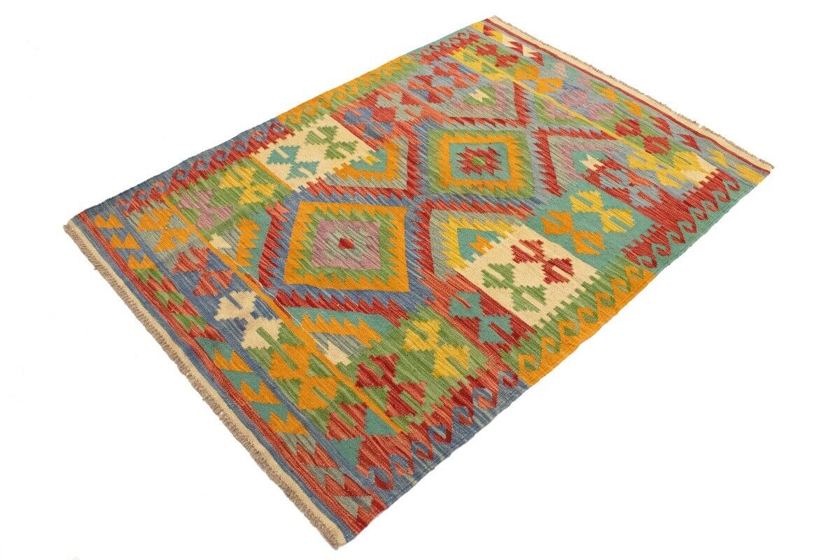 Multicolor Kilim Rug Geometric Design Office