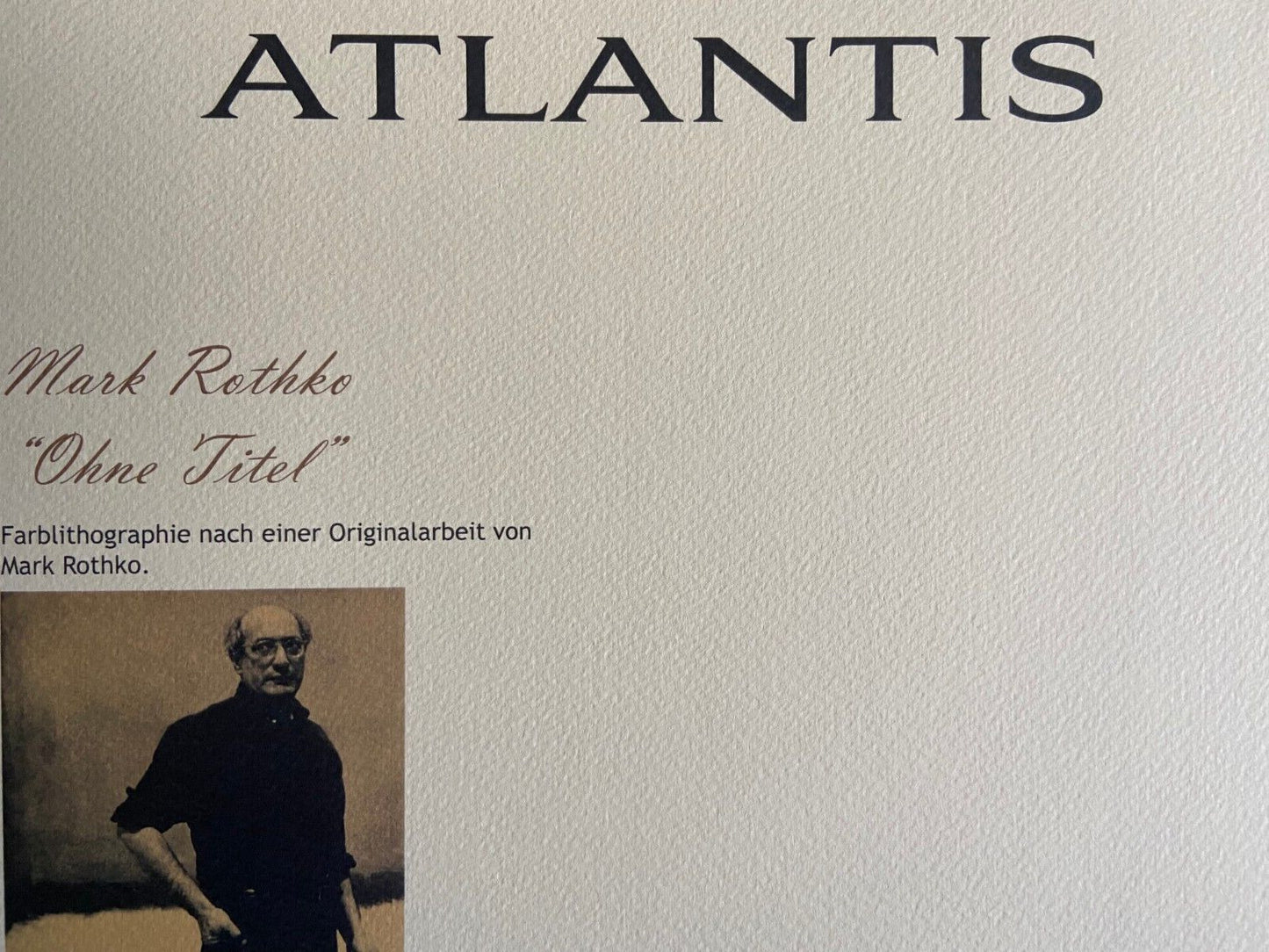 Mark Rothko Lithograph Signed Coa Numbered Stamp