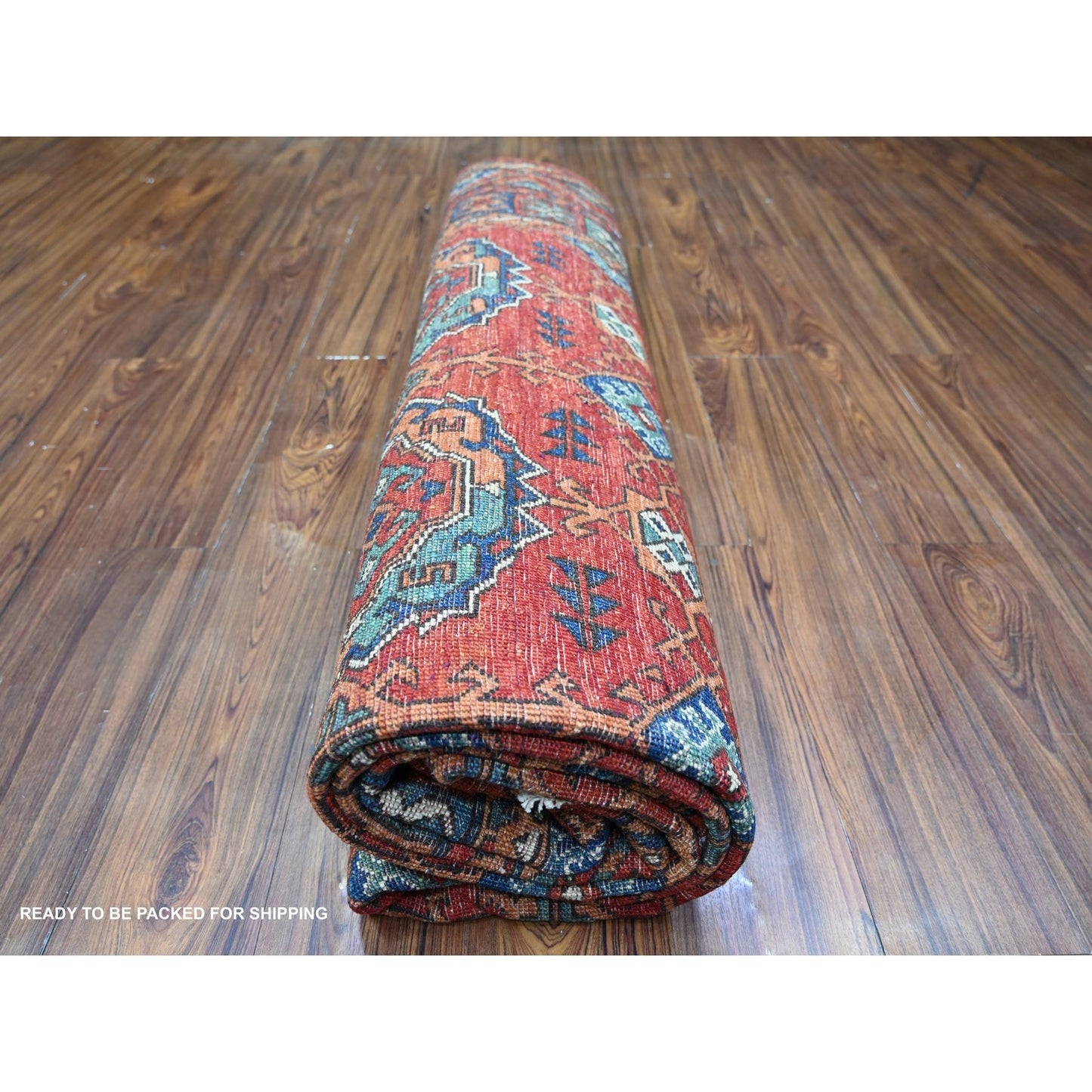 8'X9'6" Red Hand Knotted Extra Soft Wool Afghan Ersari Oriental Rug