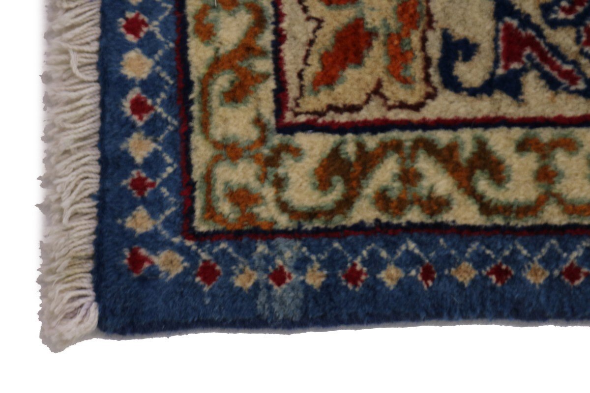 Vintage Blue Wool Oriental Rug Allover Floral