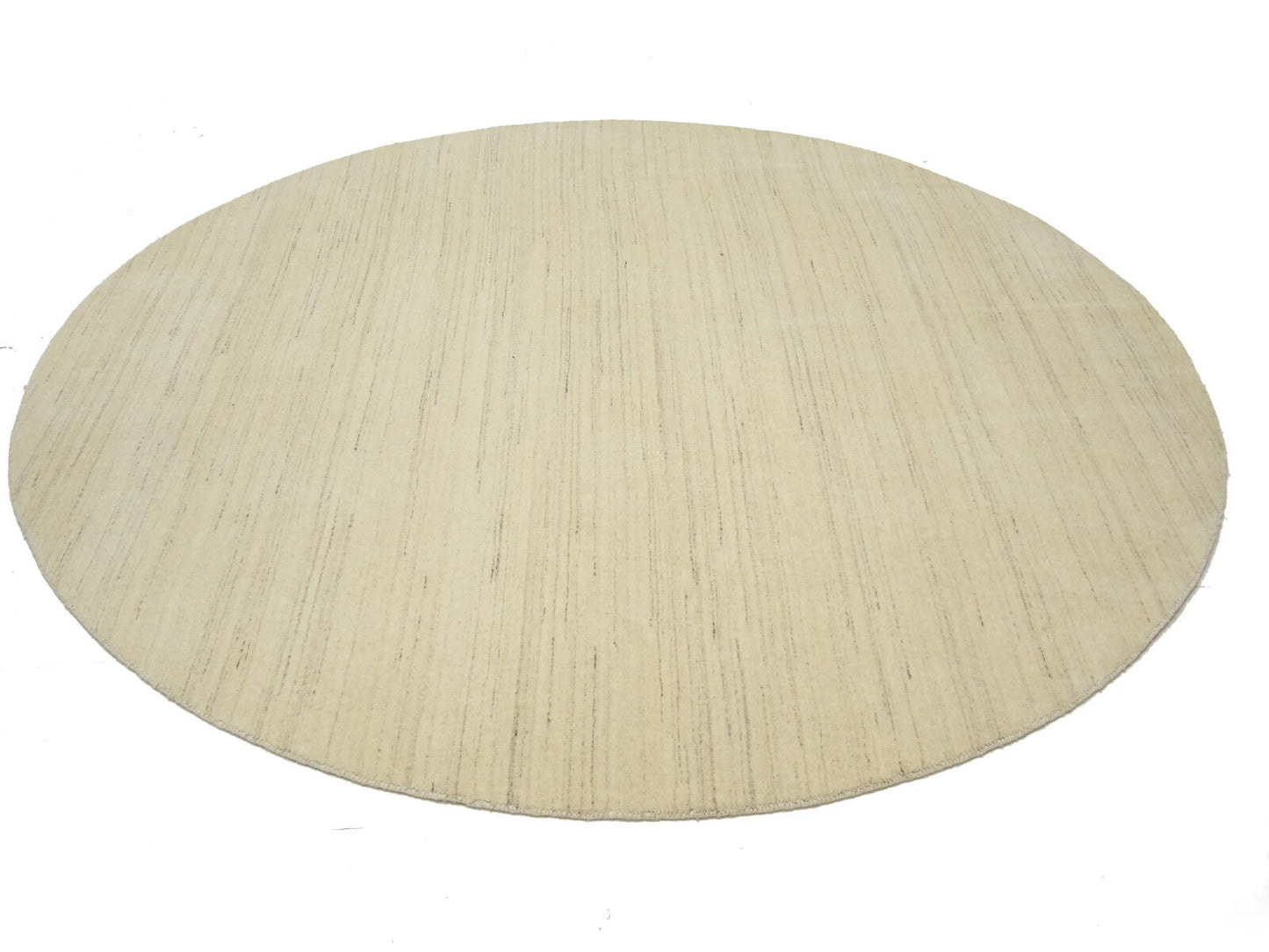 Cream Solid Hand-Loomed 8X8 Gabbeh Wool Rug