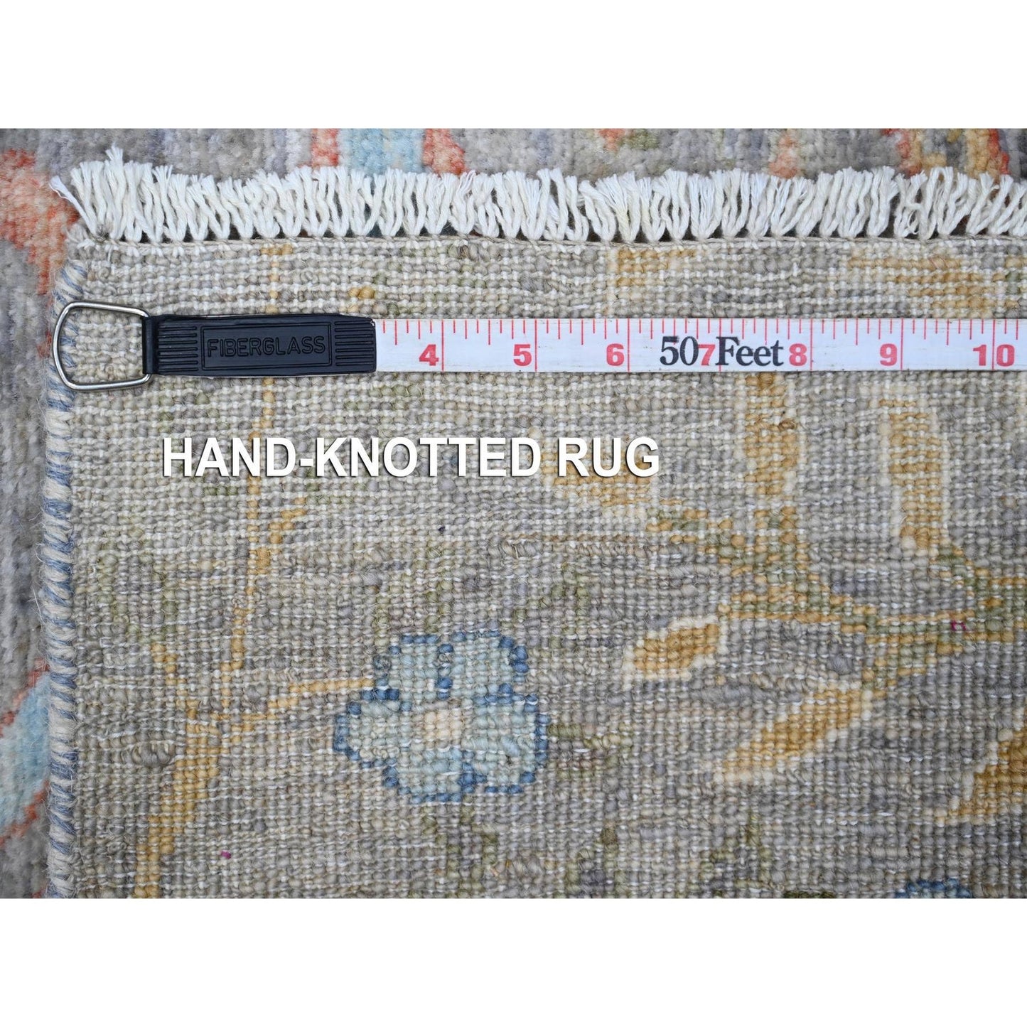 2'7"X7'9" Gray Hand Knotted Peshawar Birds Of Paradise Wool Runner Rug
