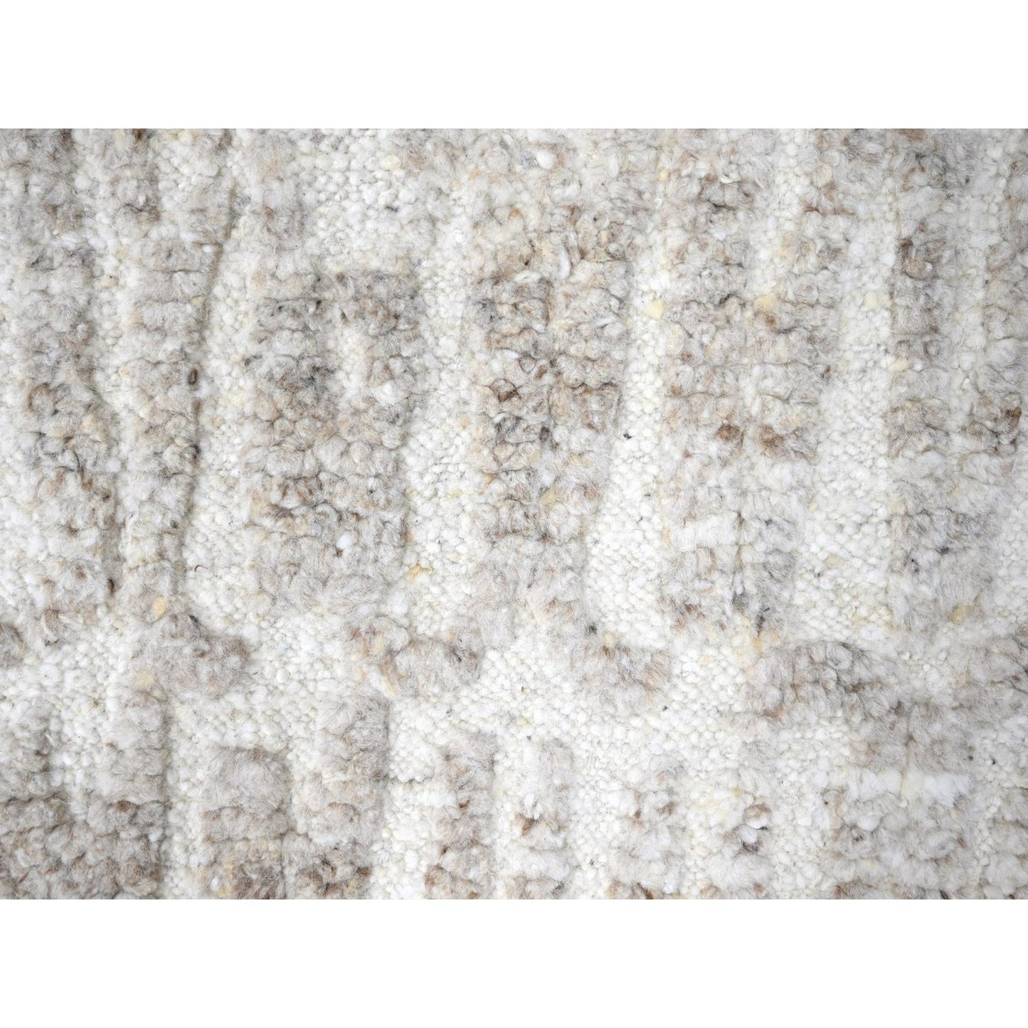 2'7"X9'10" Ivory Hand Knotted Minimalist Swedish Design Wool Runner Rug