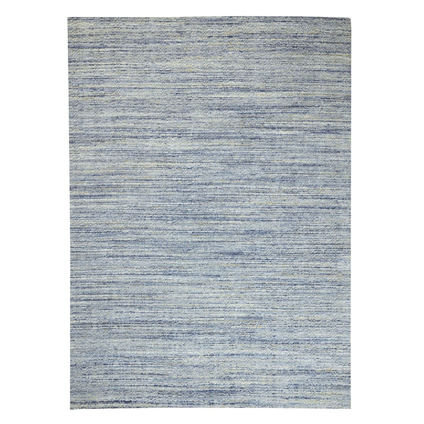 9'X11'10" Blue Hand Loomed Variegated Design Organic Wool Oriental Rug