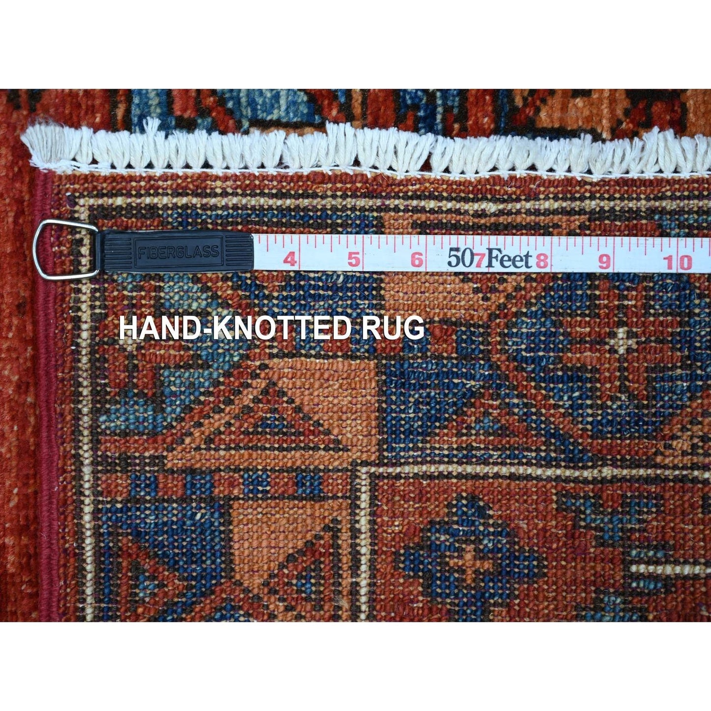 2'10"X5'10" Cereza Red Hand Knotted Ersari Elephant Feet Wool Runner Rug