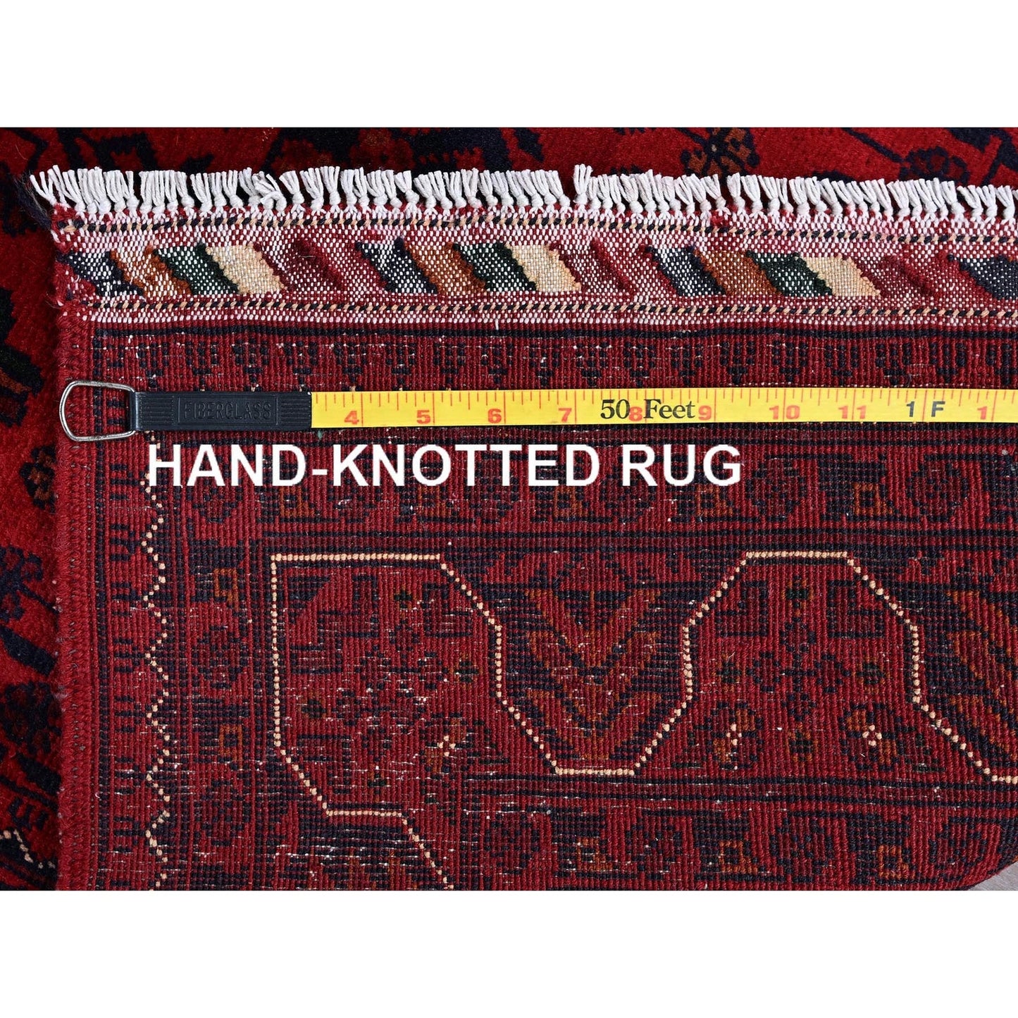 2'9"X5' Red Afghan Khamyab Geometric Pattern Hand Knotted Soft Wool Rug