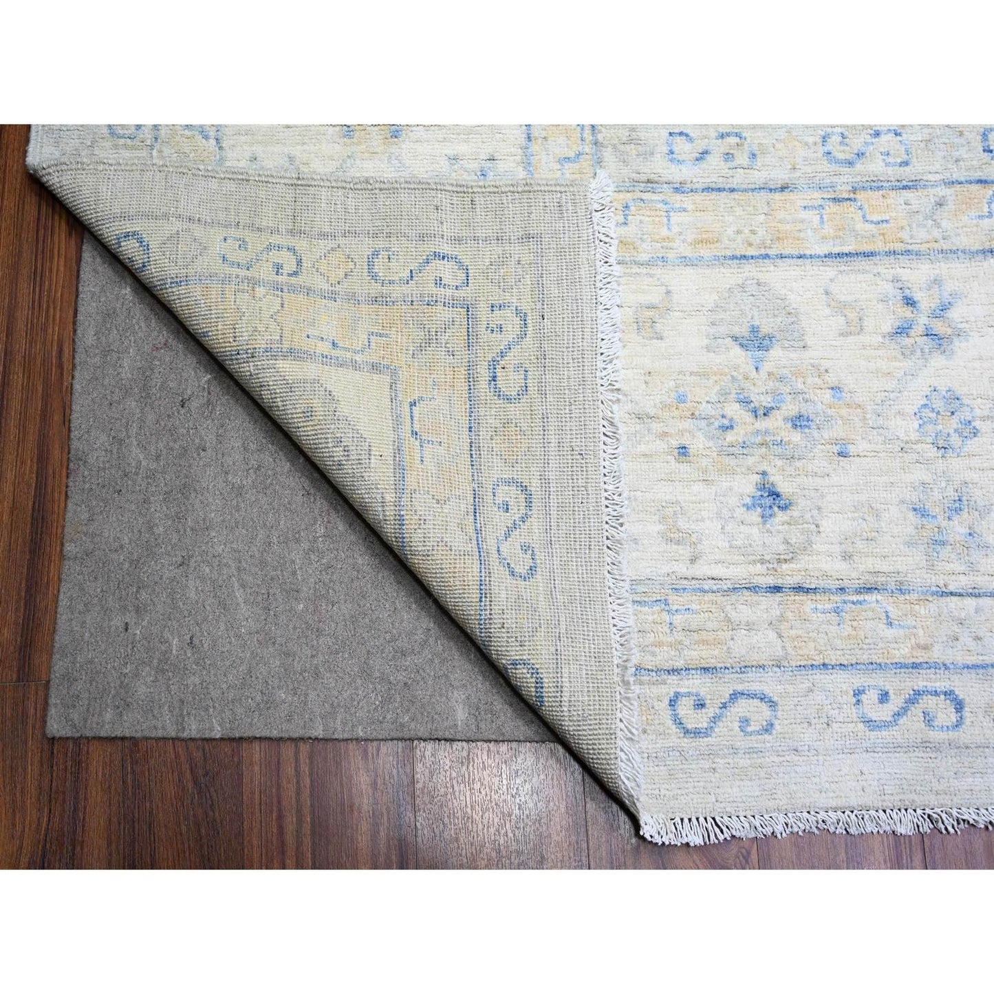 11'9"X14'8" Ivory White Wash Peshawar Wool Hand Knotted Oriental Rug