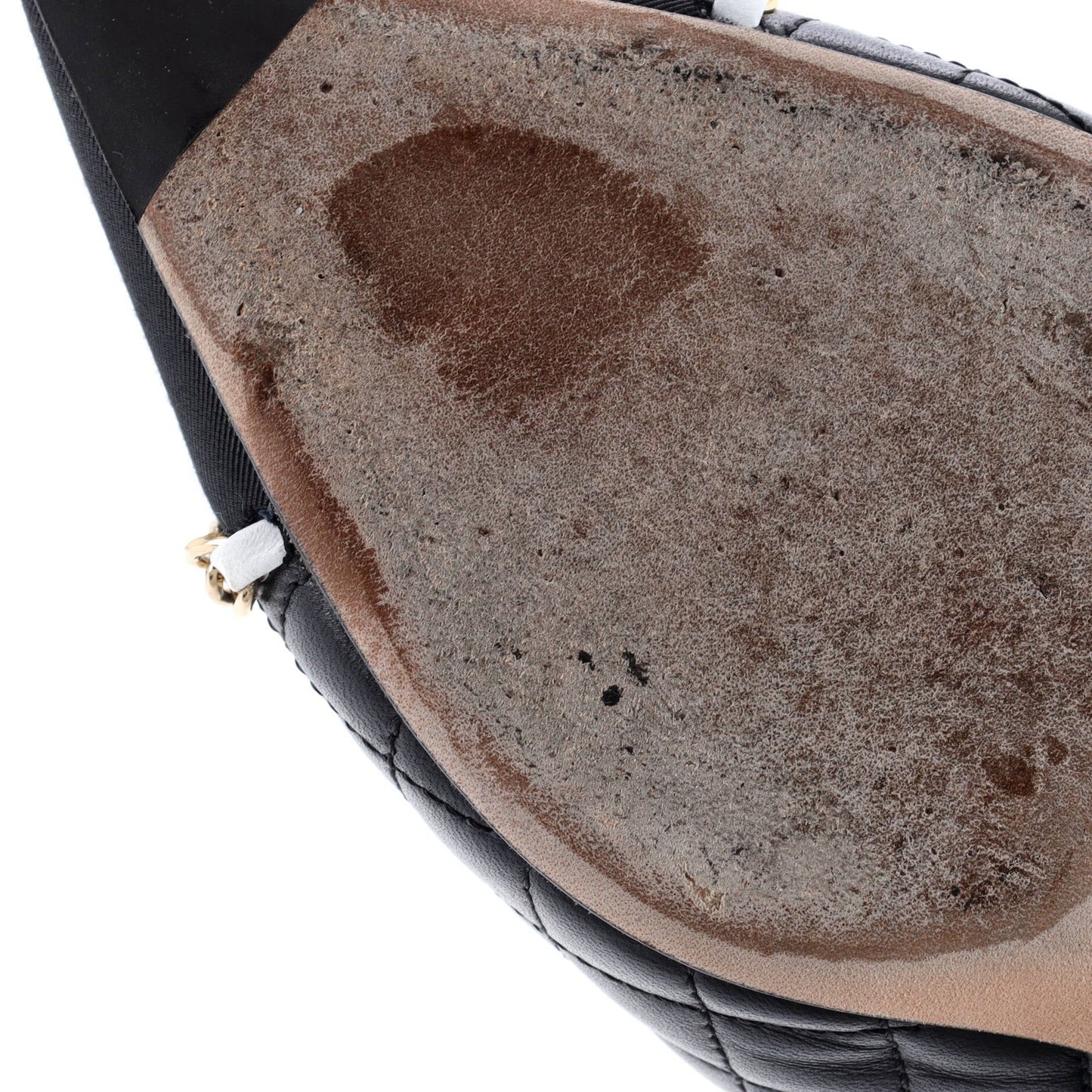 Grosgrain Chanel Women's CC Chain Pointed Cap Toe Pumps Quilted Leather with