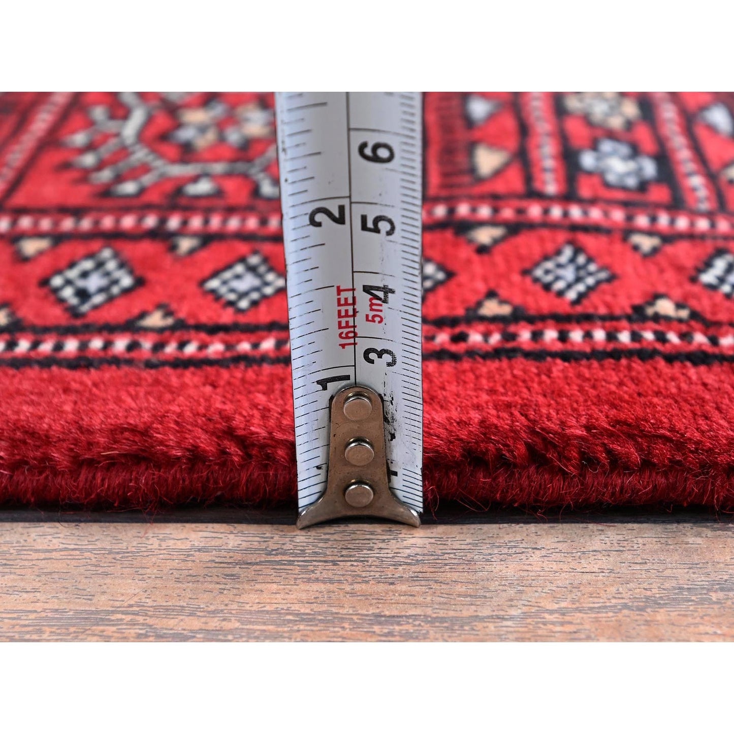 4'2"X6' Scarlet Red Princess Bokara Soft Wool Hand Knotted Oriental Rug