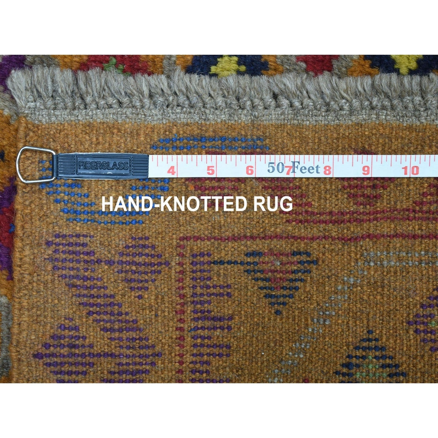 4'X5'10" Tribal Design Hand Knotted 100% Wool Colorful Afghan Village Rug